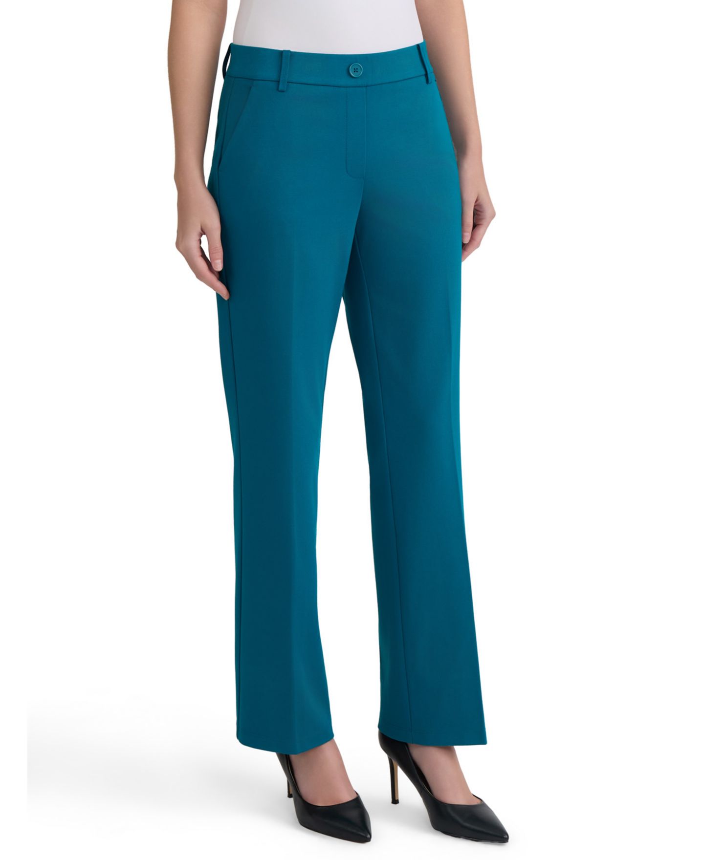 Женские брюки Kasper Audrey Compression Pull On Mid Rise Straight Leg Pant, цвет: Бирюзовый — фото 5