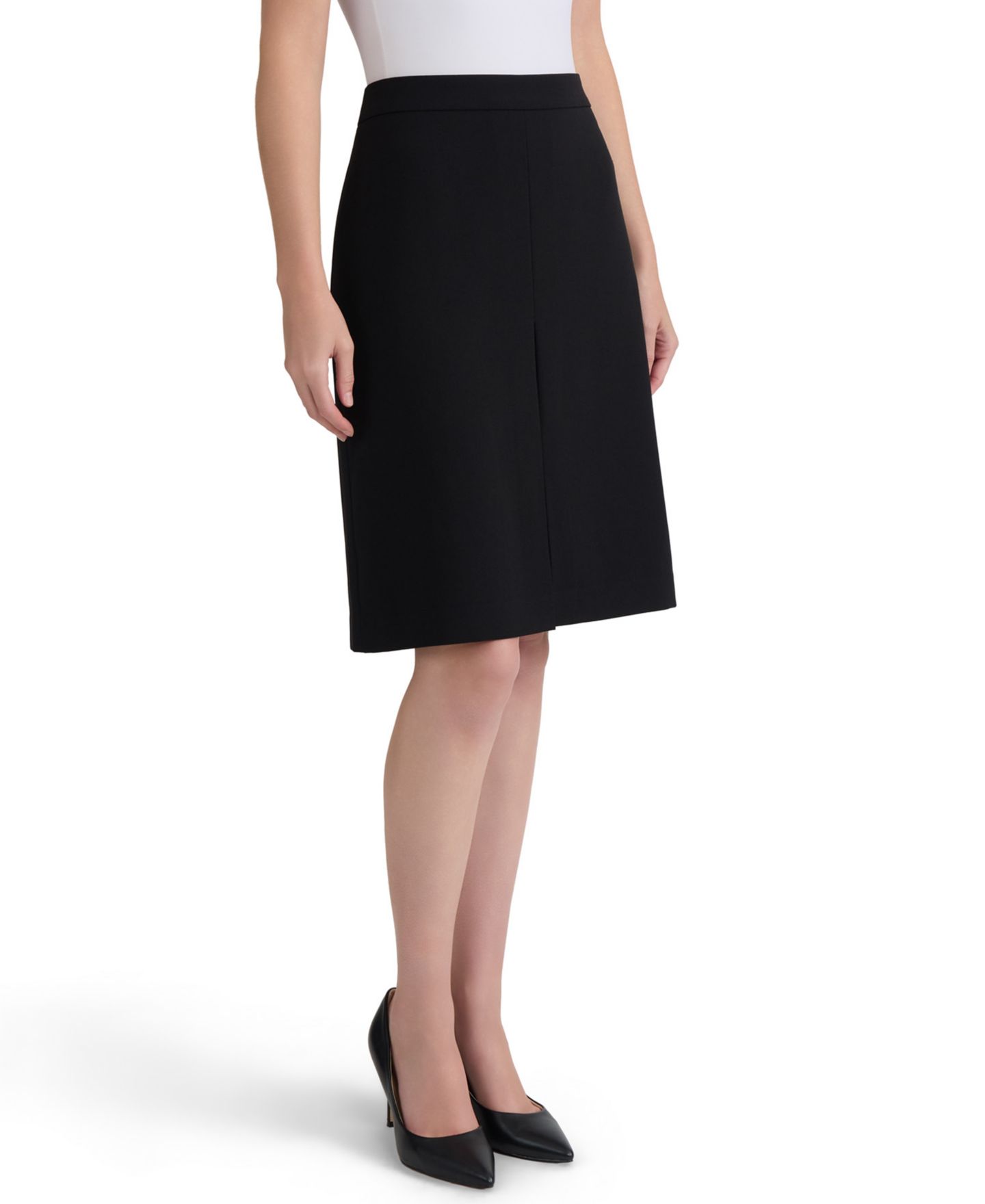 Женская юбка Kasper Pleat-Front Crepe A-Line, цвет: Чёрный — фото 5
