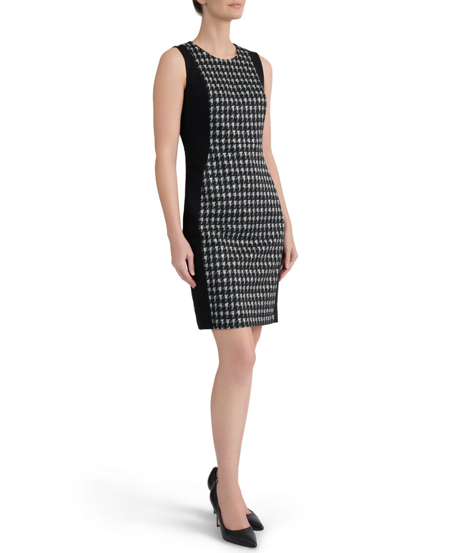 Женское платье Kasper Houndstooth Princess Seam Sheath, цвет: Чёрный разноцветный — фото 7