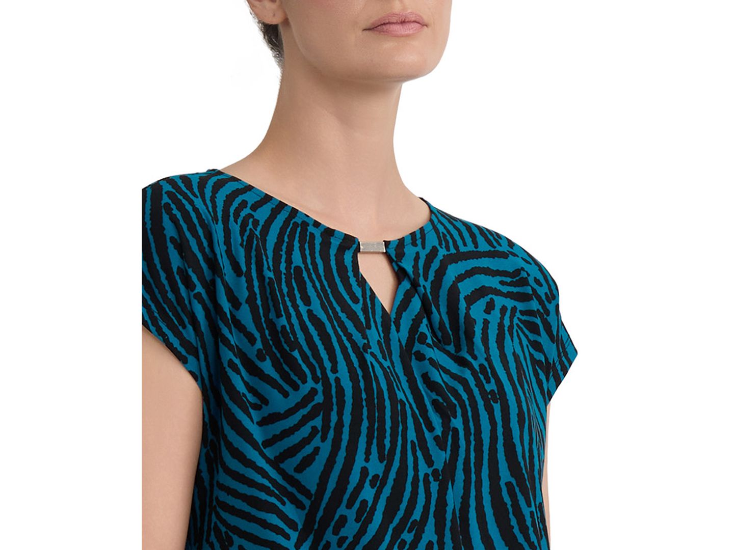 Женская блузка Kasper Printed Diamond-Neck Blouse, цвет: Разноцветный — фото 6