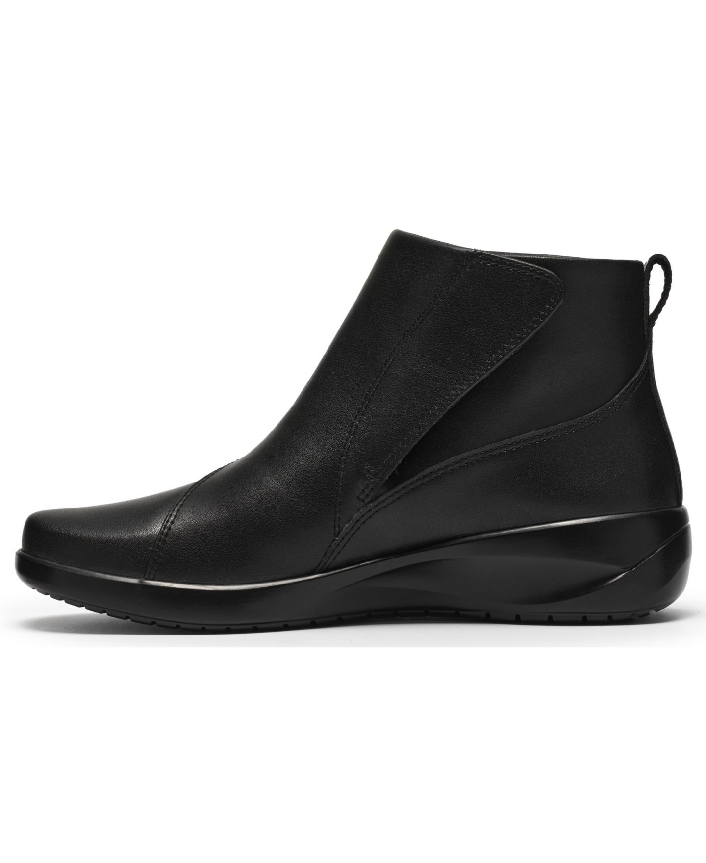 Женские ботинки Clarks Kaetlyn Flow Round Toe Booties, цвет: Чёрный кожаный — фото 6