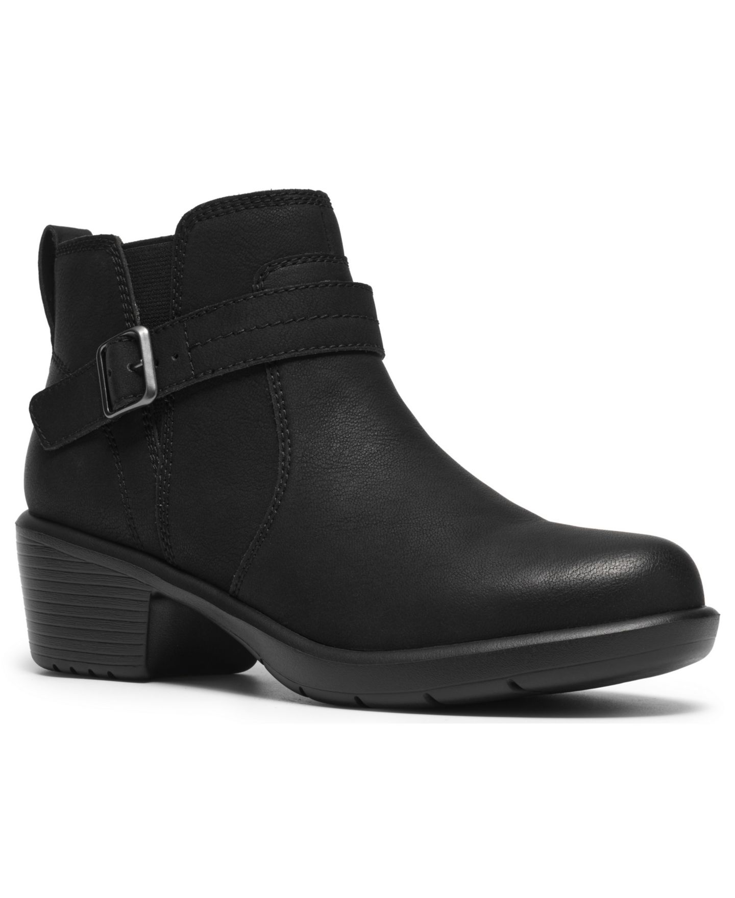 Женские ботинки Clarks Kynnzie Rise Zipper Booties, цвет: Чёрный кожаный — фото 1