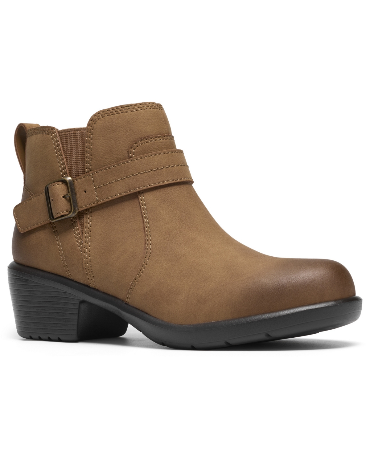 Clarks Collection Women's Kynnzie Rise Zipper Booties - Dark Tan Leather