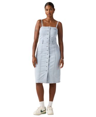 Women's Denim Bustier Button-Front Dress