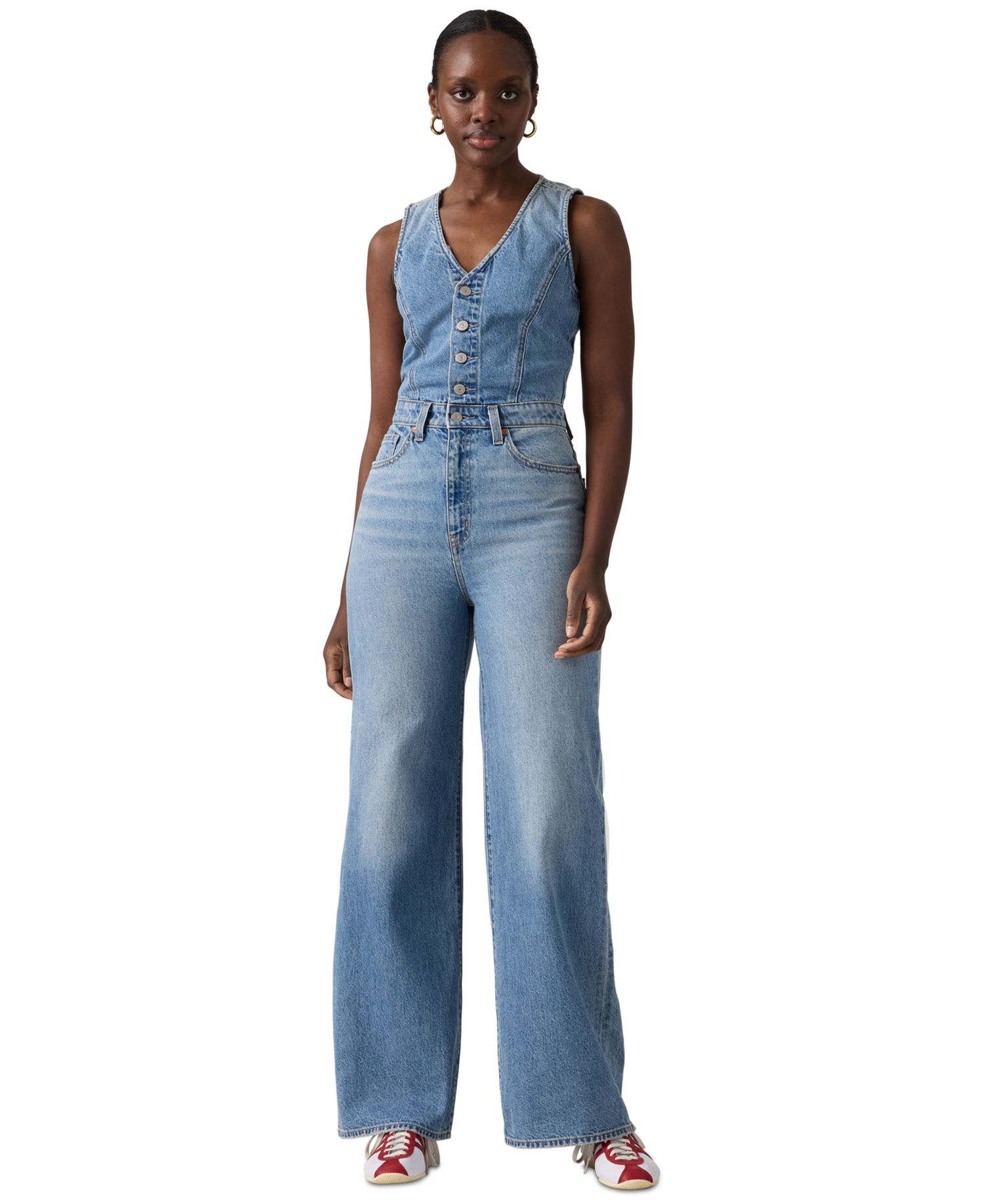Premium Women's Wide-Leg Denim Jumpsuit