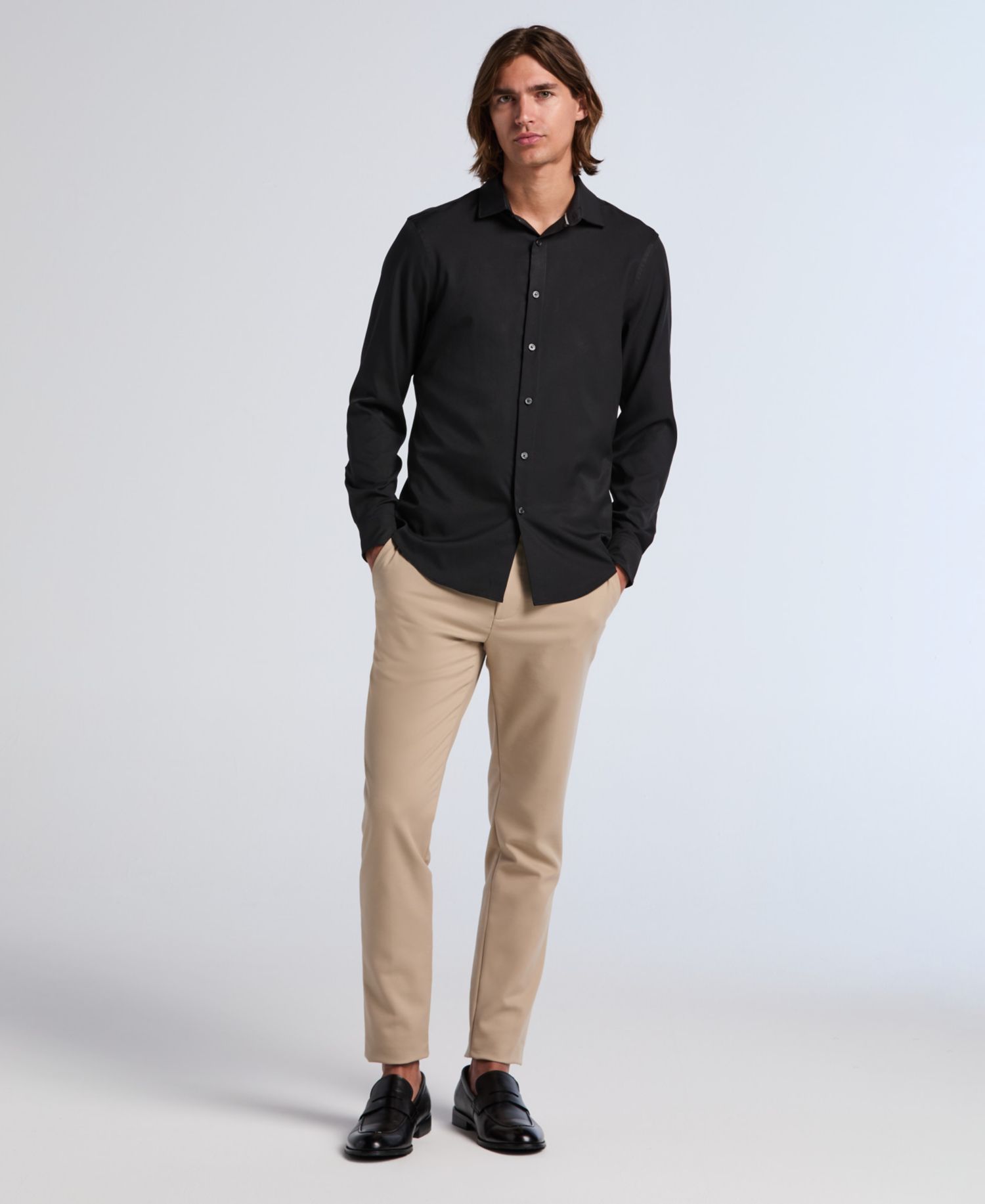 Men's Slim-Fit Stretch Solid Button-Down Twill Shirt