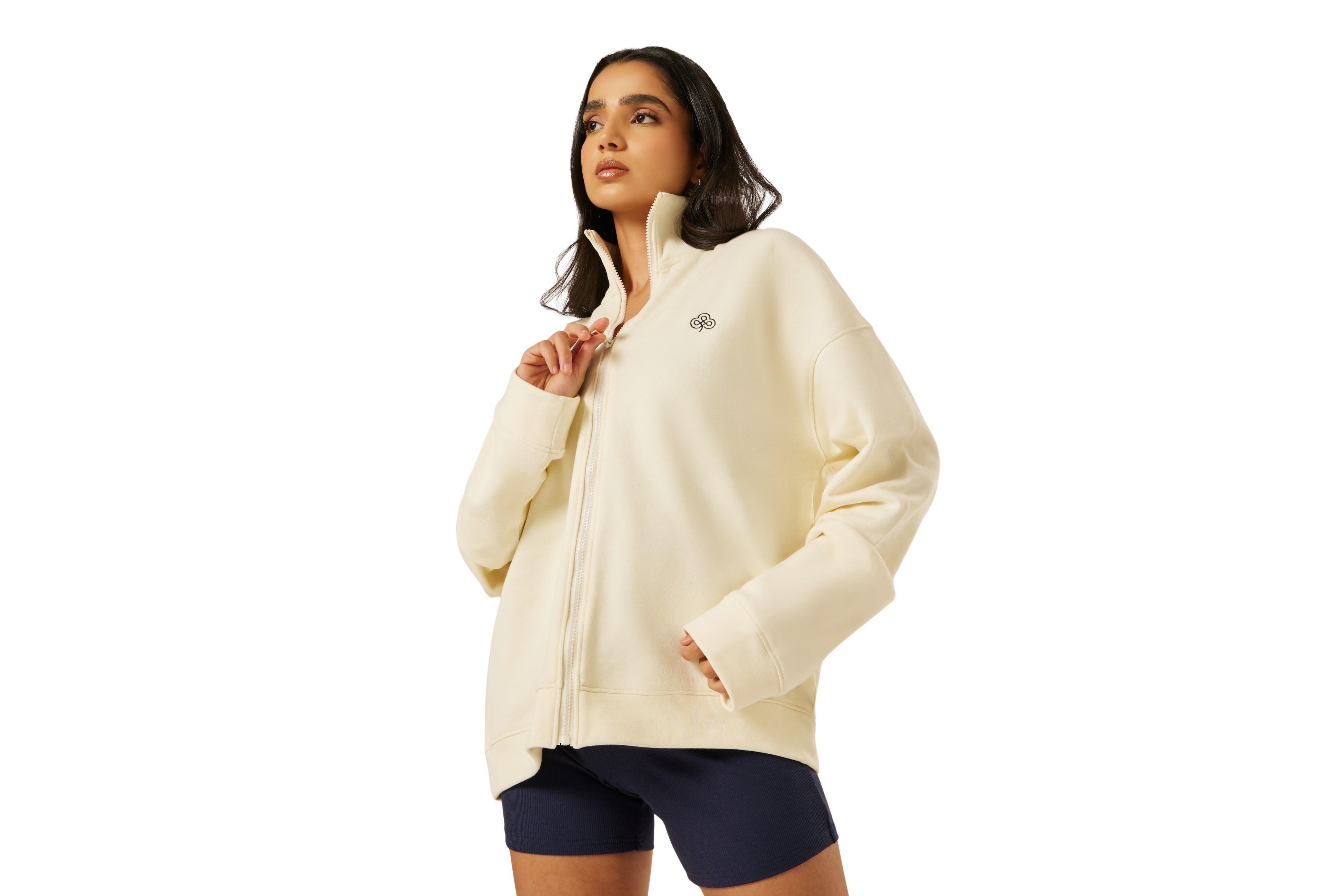 Be Athletica Women's Varsity Full-Zip Mock Neck Sweatshirt