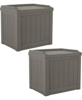Outdoor Storage Box - 22 Gallon Stone Gray Resin Outdoor Deck Box with Seat, Weatherproof Patio Storage Bin Container