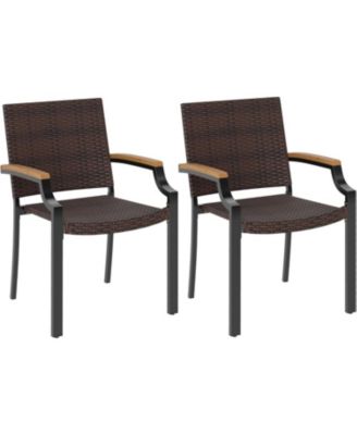 Patio Wicker Dining Chairs Set of 2