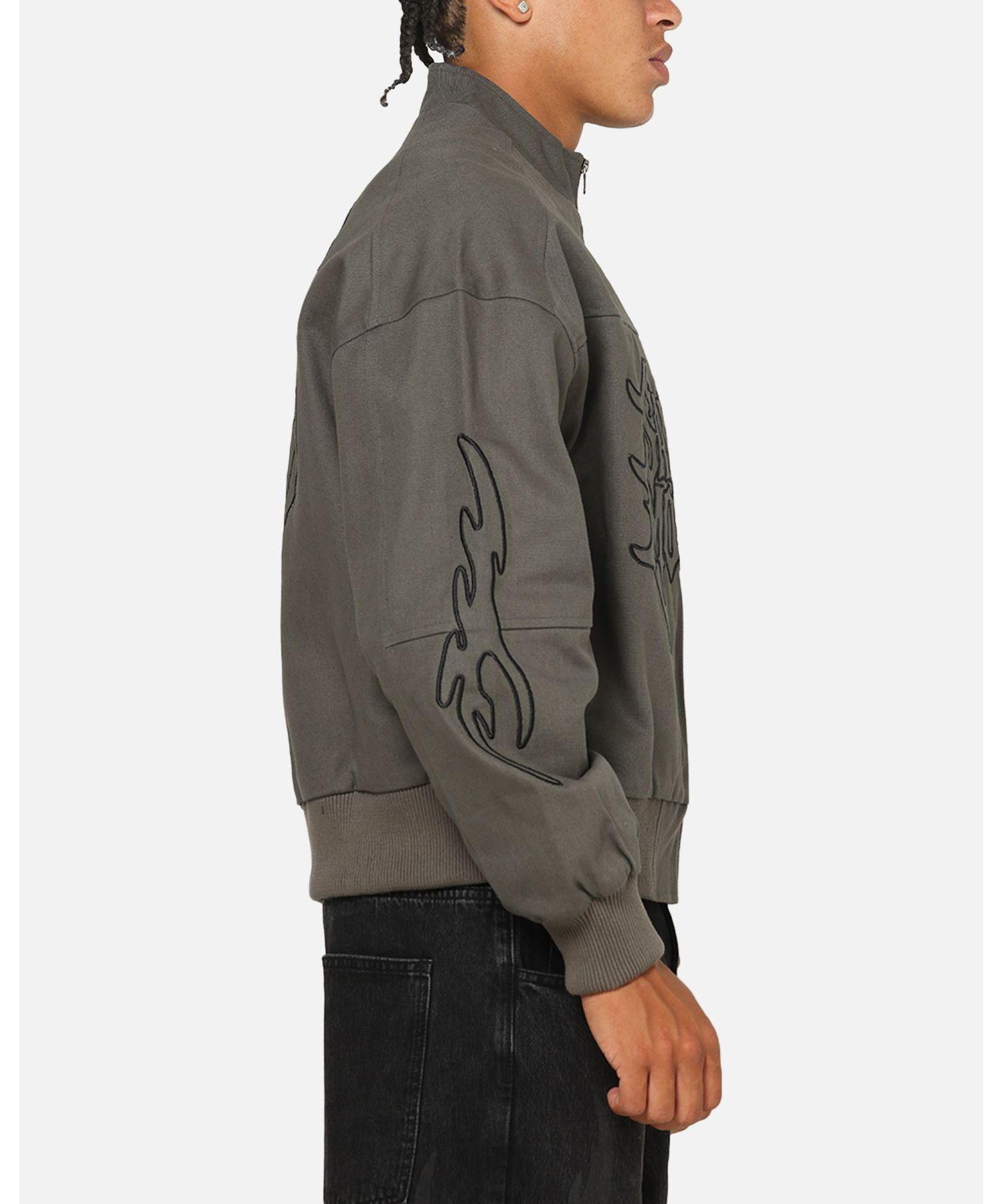Men's Crested Wing Embroidered-Graphics Cotton Bomber Jacket