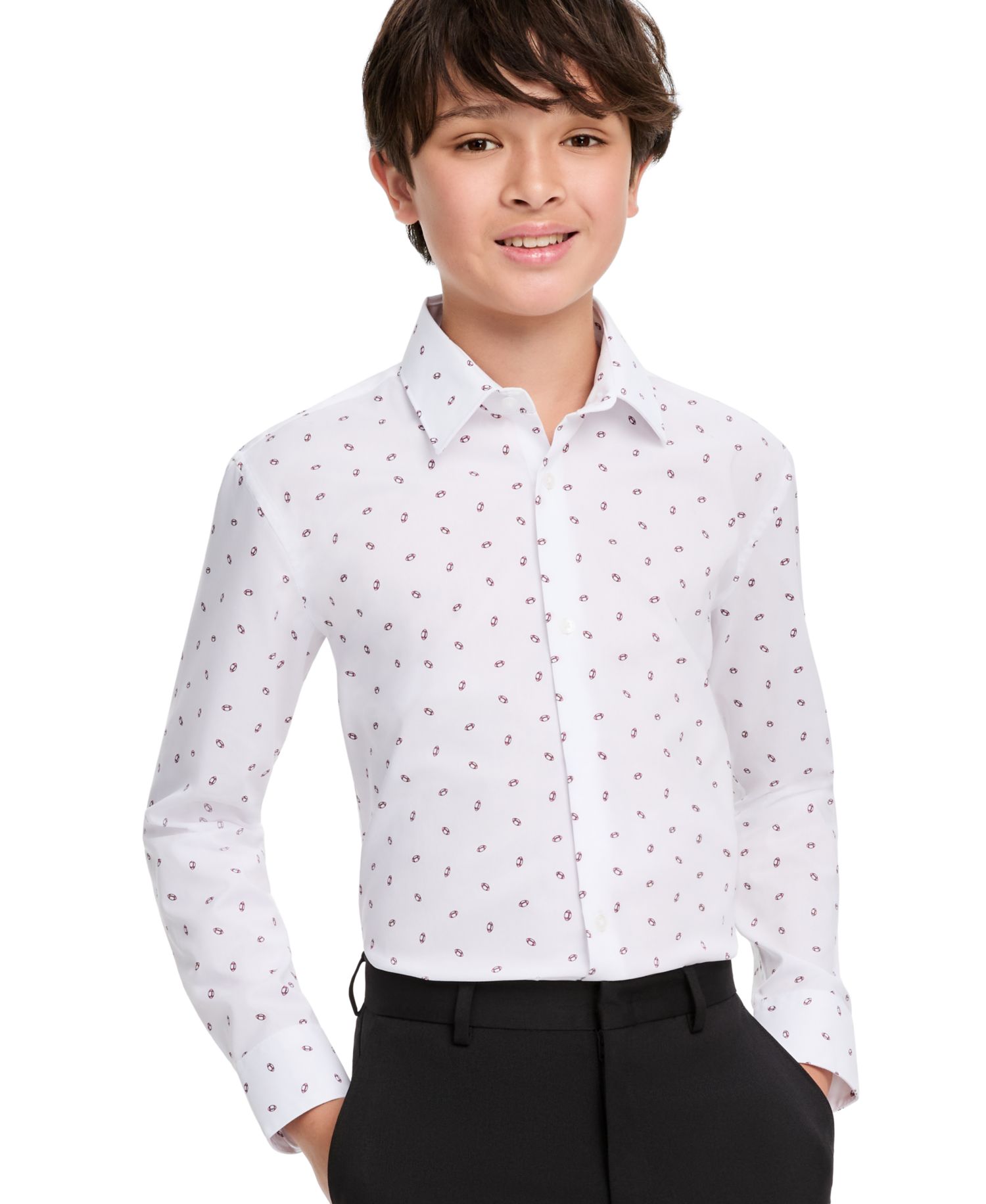 Boys' 4-20 Long-Sleeve Button-Front Spread-Collar Dress Shirt