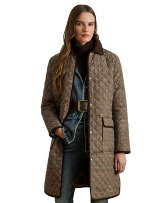Petite Barn Quilted Corduroy-Trim Coat