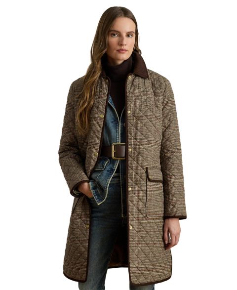 Женское пальто Lauren Ralph Lauren Petite Barn Quilted Corduroy-Trim, цвет: Клетчатый