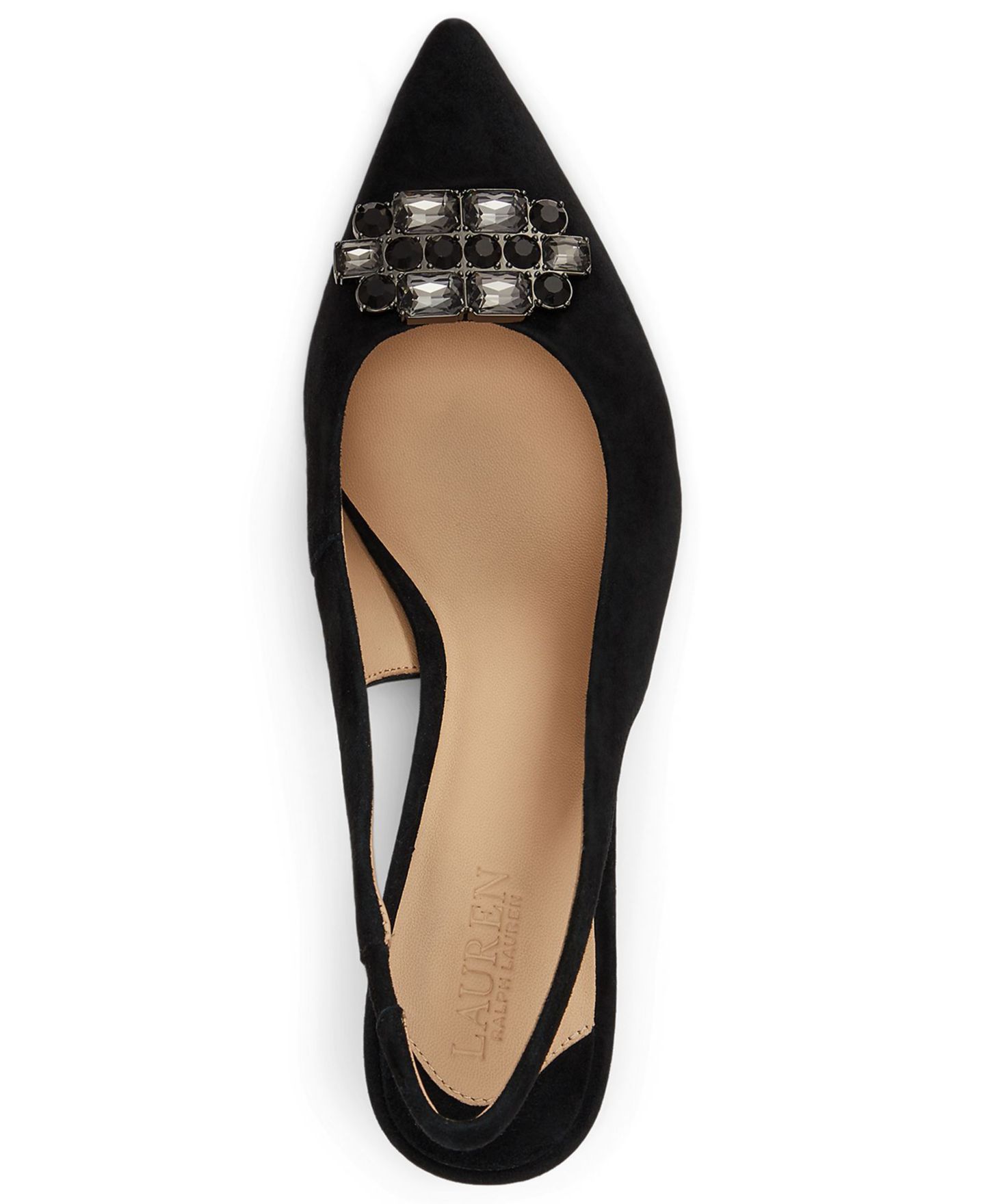 Женские туфли Lauren Ralph Lauren Lolah Jeweled Slingback, цвет: Чёрный замшевый — фото 4