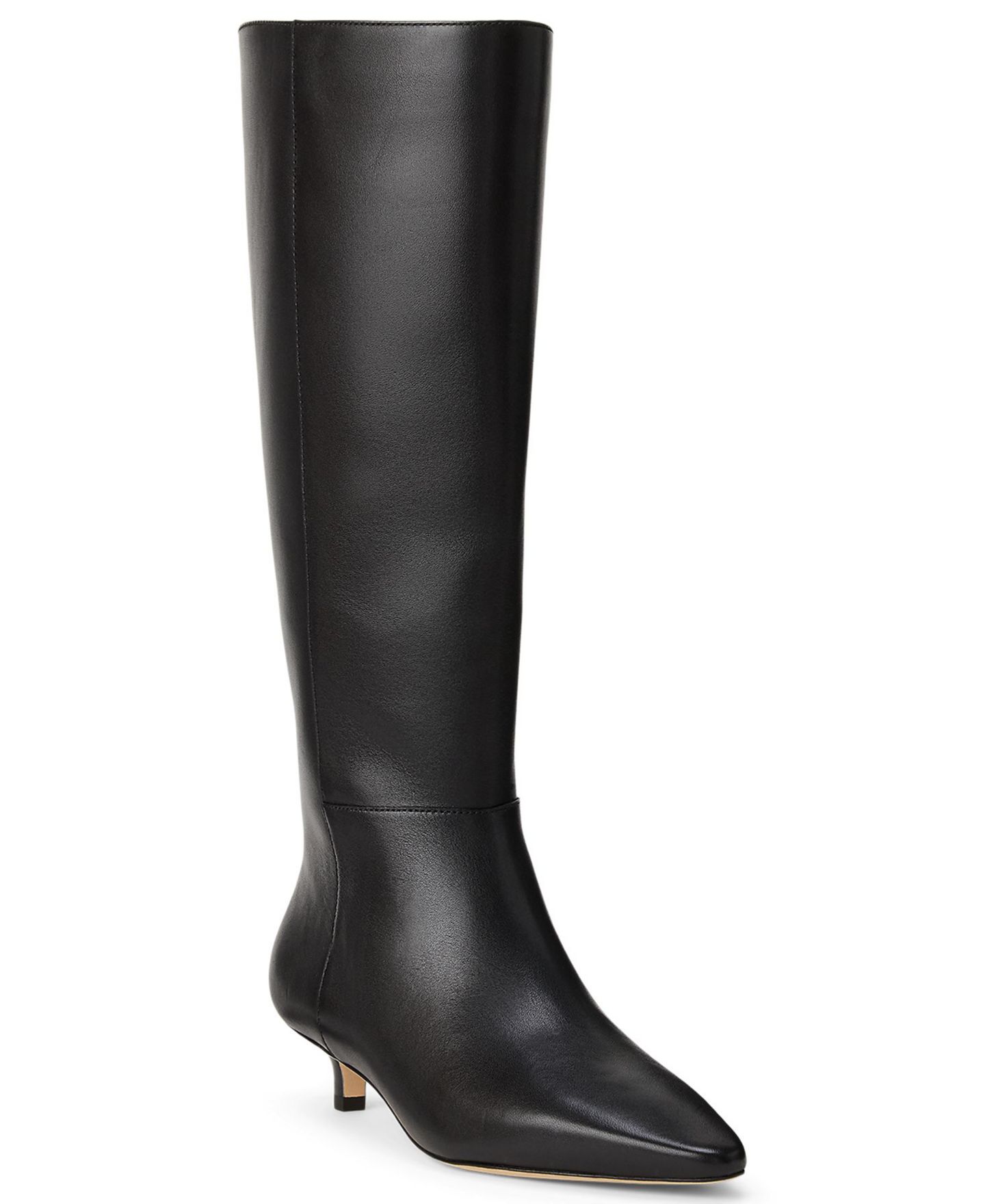 Женские ботинки Lauren Ralph Lauren Francesca Zipper Tall Boots, Regular & Wide Calf, цвет: Чёрный гладкий кожаный — фото 1