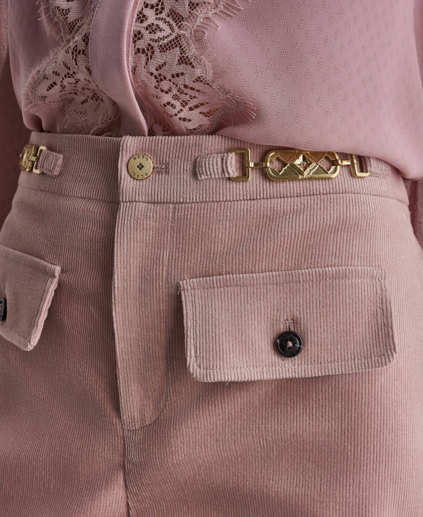 Женские брюки BCBG Corduroy Wide-Leg High-Waisted, цвет: Blushstone — фото 5