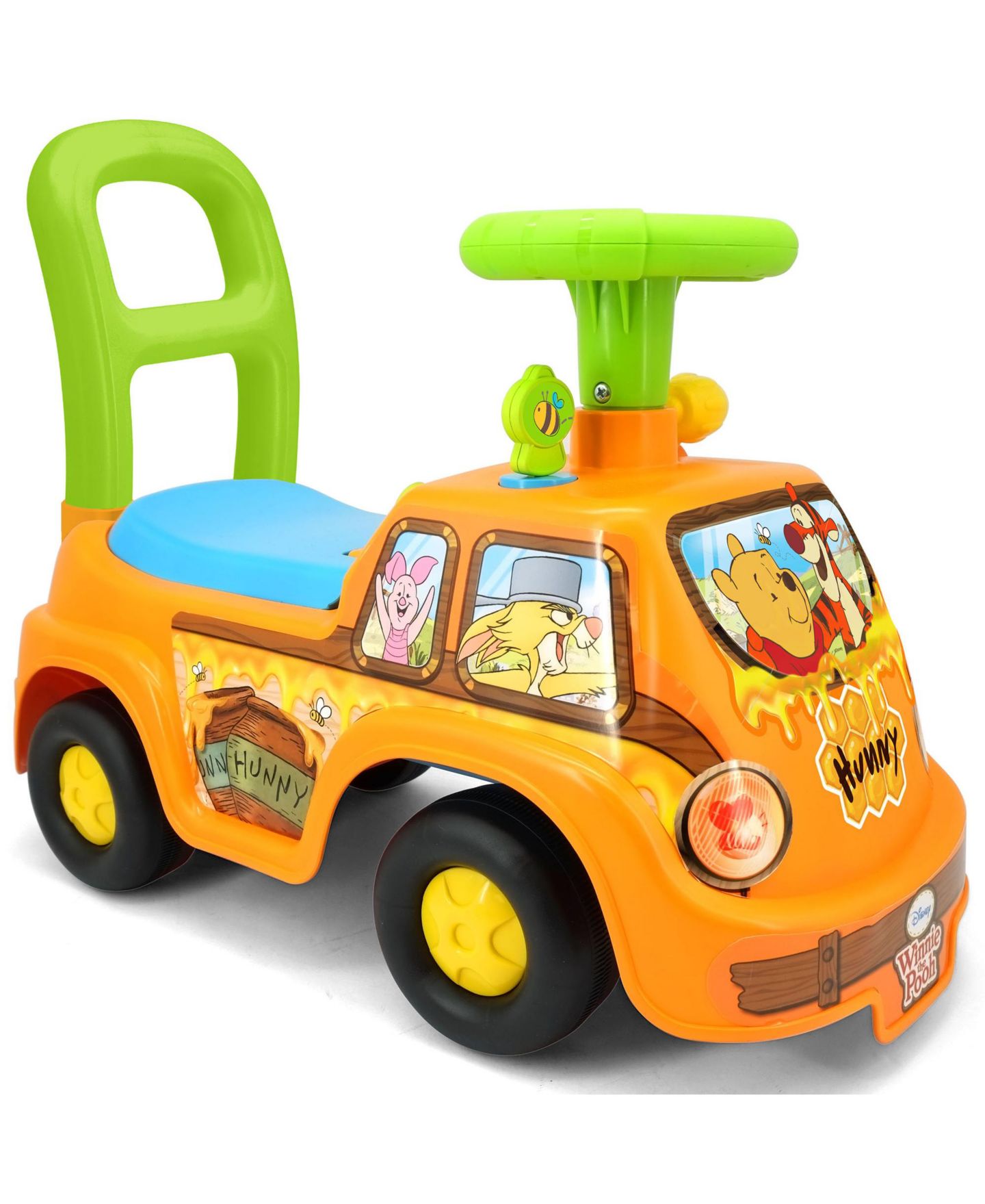 Детская игрушка Kiddieland Pooh Honey Van Lights & Sounds Foot-To-Floor Ride-On, 20.3" x 9.7" x 15.25", Ages 1+ — фото 1