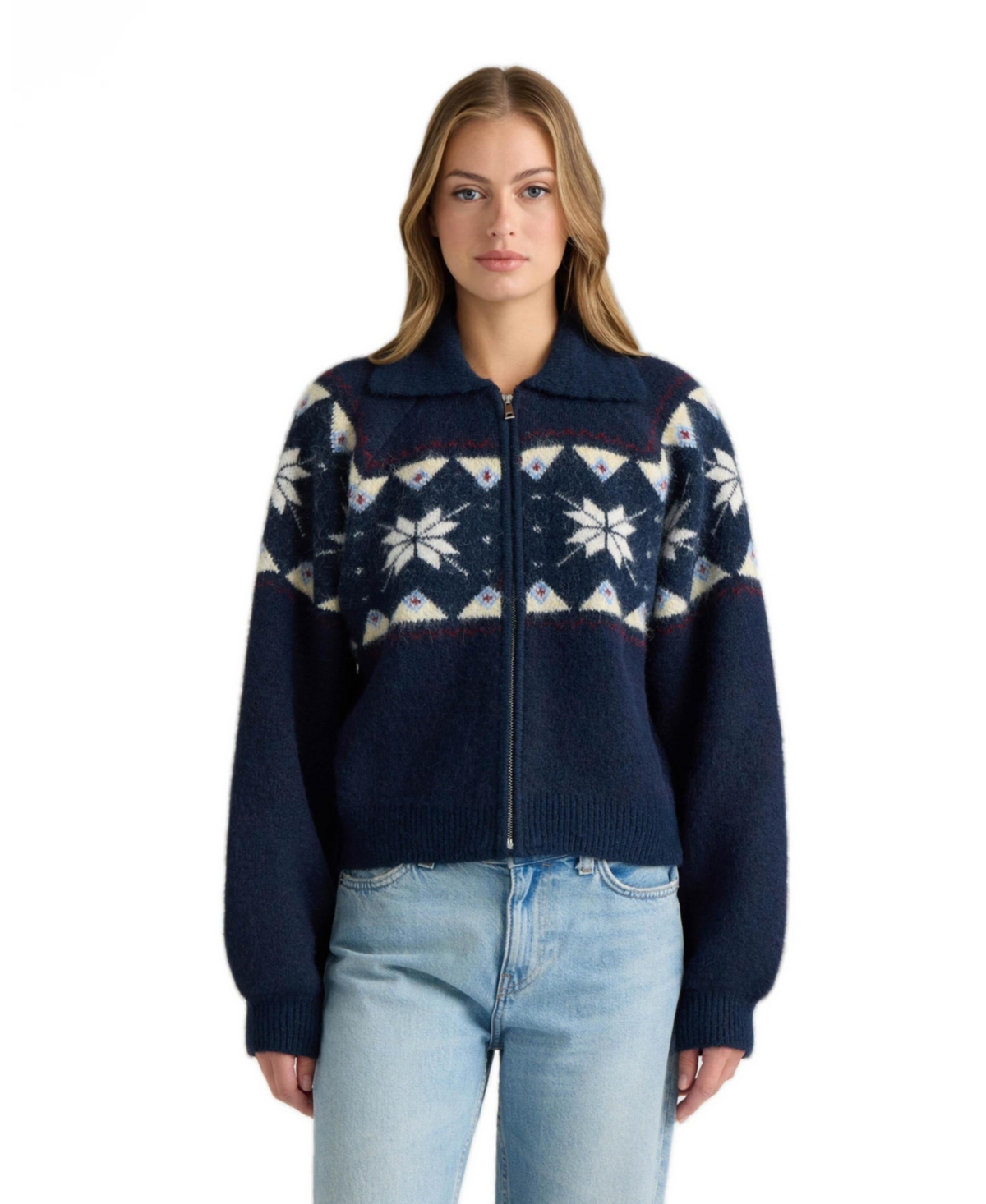 Nvlt Women's Fair Isle Full-Zip Raglan-Sleeve Jacket
