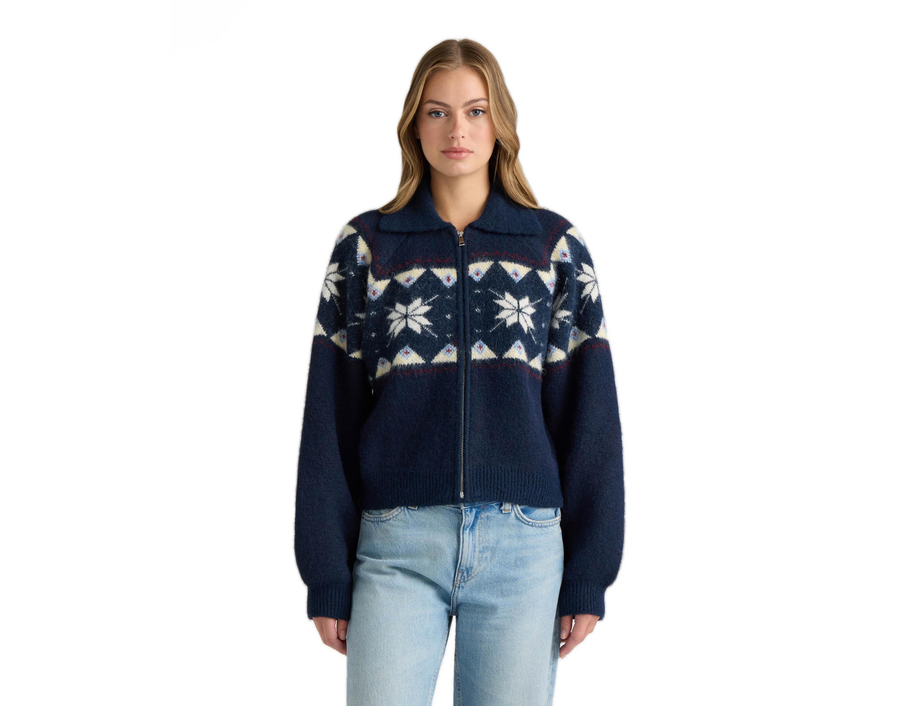 Nvlt Women's Fair Isle Full-Zip Raglan-Sleeve Jacket