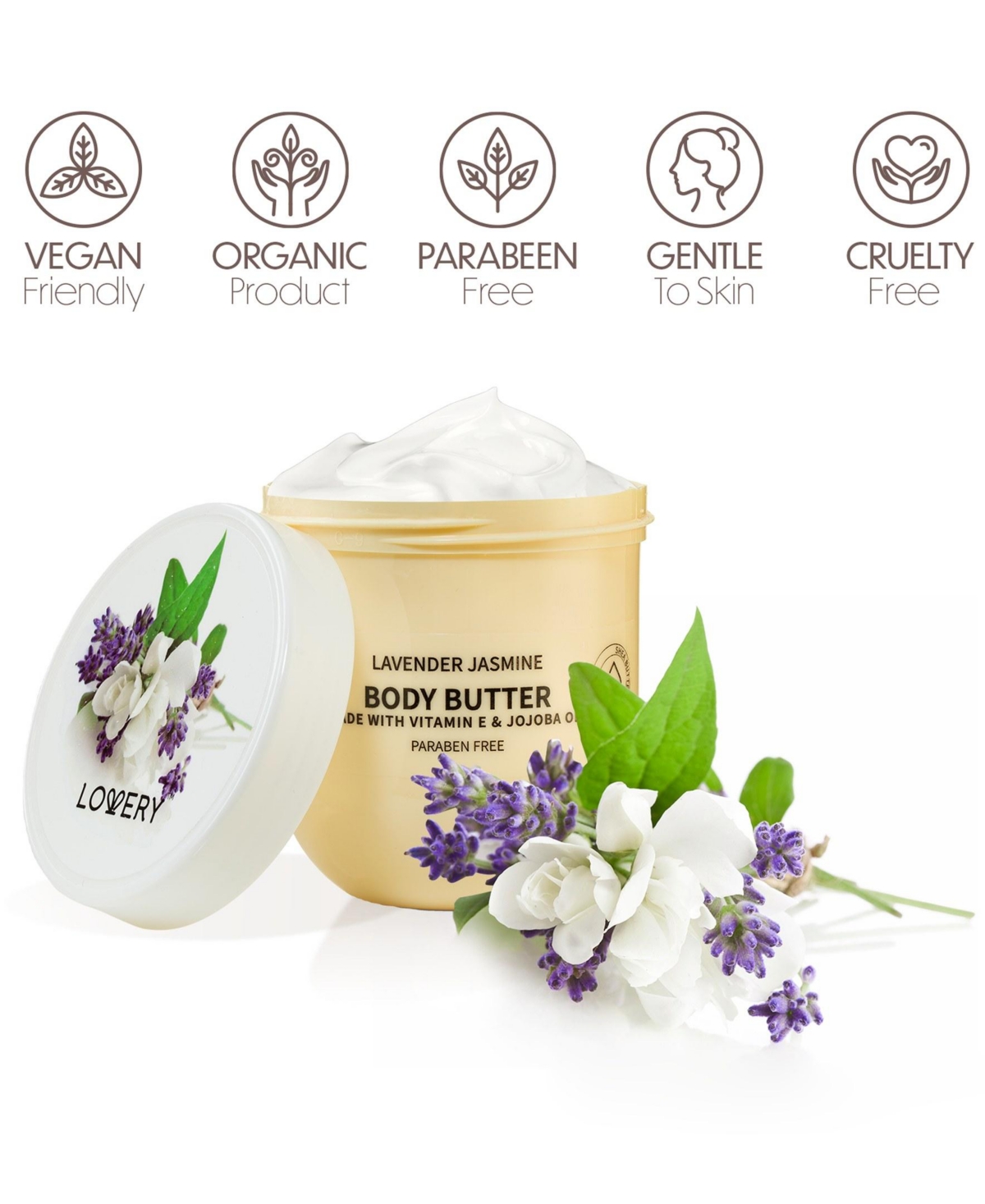 Lovery Lavender Jasmin Whipped Body Butter, 2-Pack Body Care Set