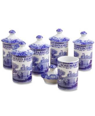 Spode Blue Italian Spice Jars, Set of 6 - Macy's