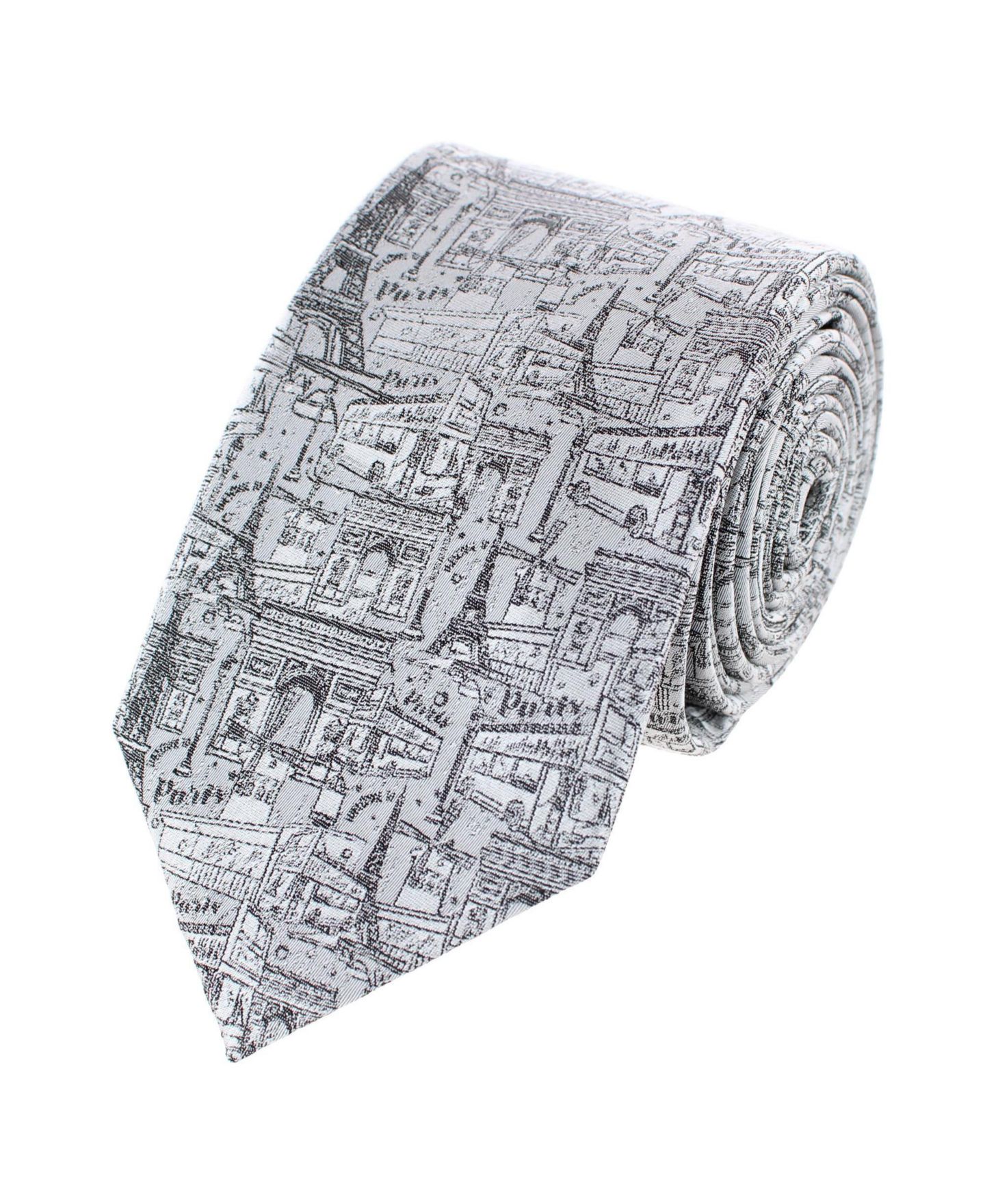 Мужской галстук TRAFALGAR Parisian Nights Silk Novelty Tie, цвет: Серебряный — фото 1