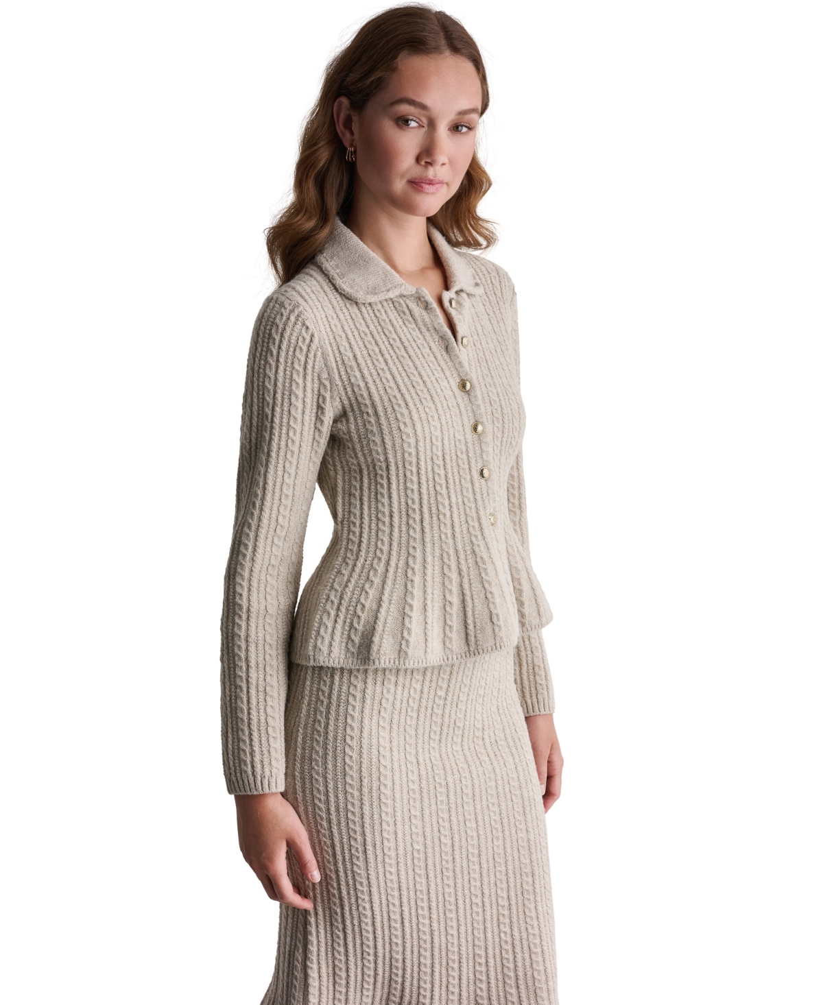 Bcbg Women's Peplum Cable-Knit Cardigan