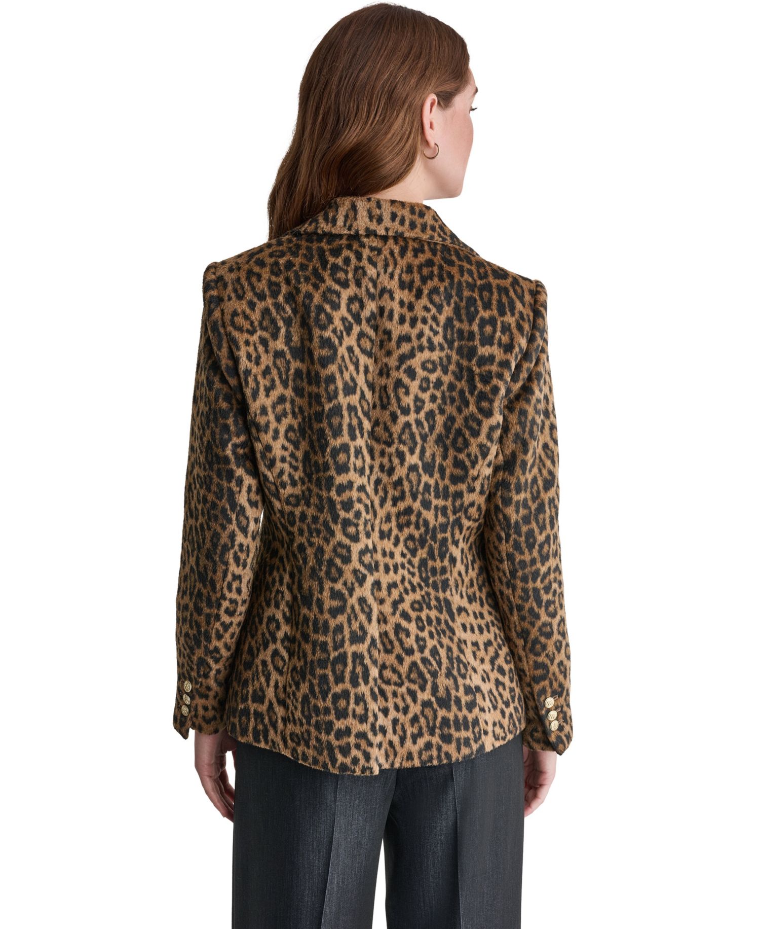 Women's Leopard-Print Shoulder-Padded Blazer