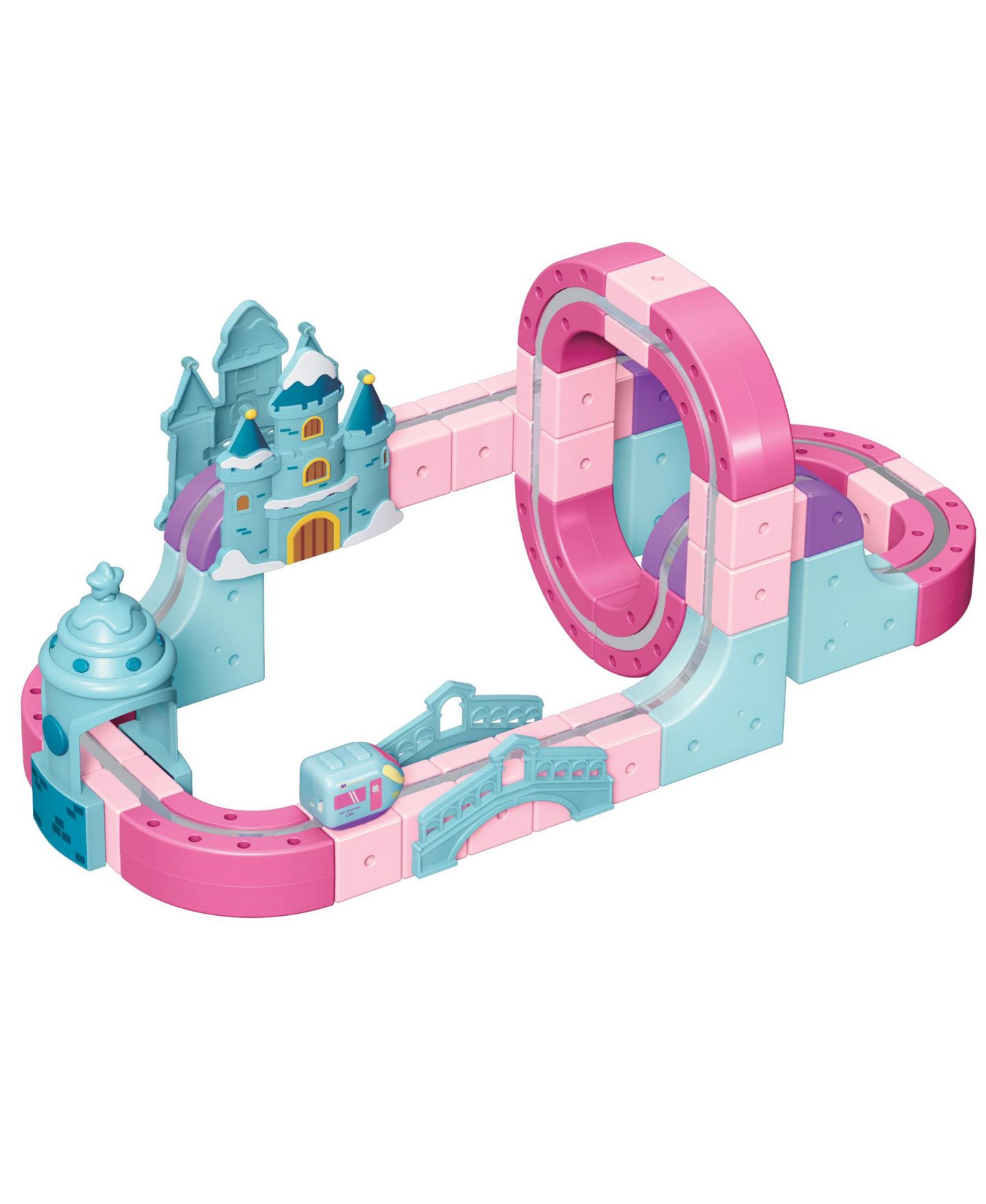 Детский конструктор Contixo MT6 Princess Castle Magnetic Train Track 96-Piece Building Set with Rechargeable Motorized Train, Ages 3+ — фото 7