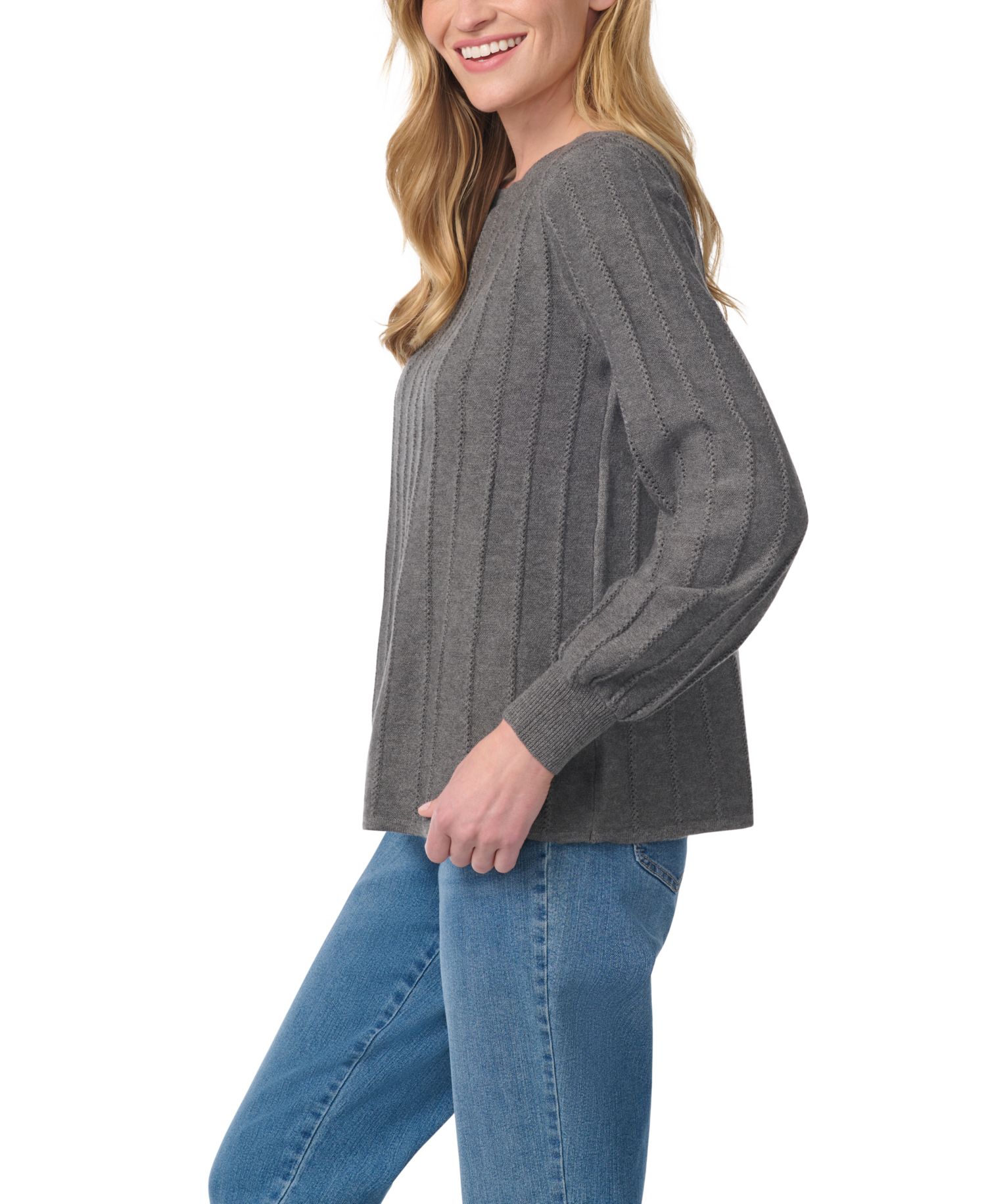 Women's Thelma Ribbed-Knit Boat Neck Loose-Fit Sweater