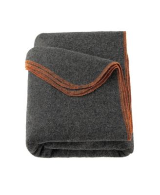 Wool Camping Blanket, 80% Wool 20% Polyester Outdoor Throw, Warm Portable Blanket with Stitched Edges, Solid Gray, 59" x 86.6