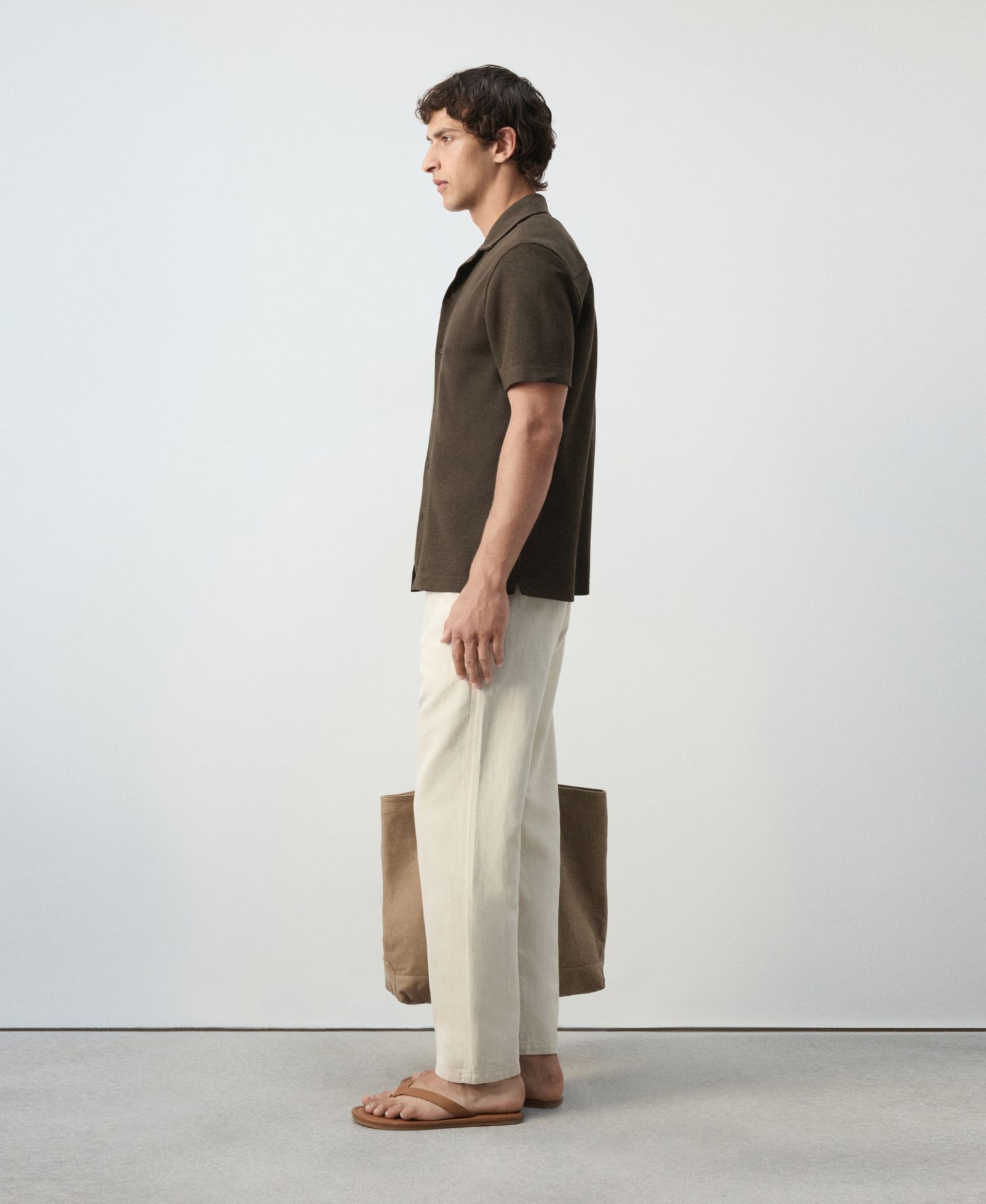 Men's Textured Cotton-Blend Short-Sleeve Button-Down Shirt