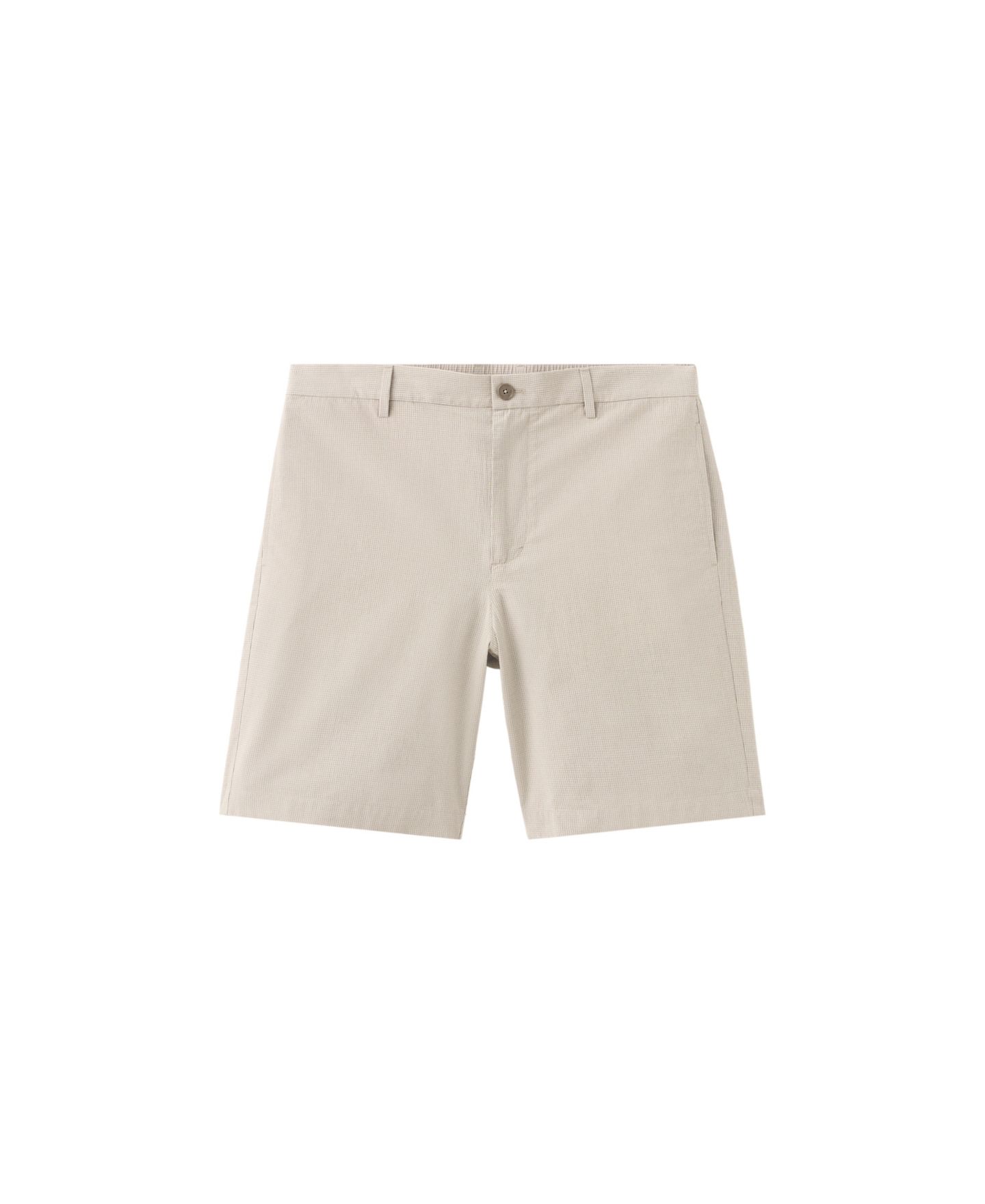 Мужские шорты Mango Slim-Fit Micro-Check Bermuda 8.54" InseamShorts, цвет: Бежевый — фото 1