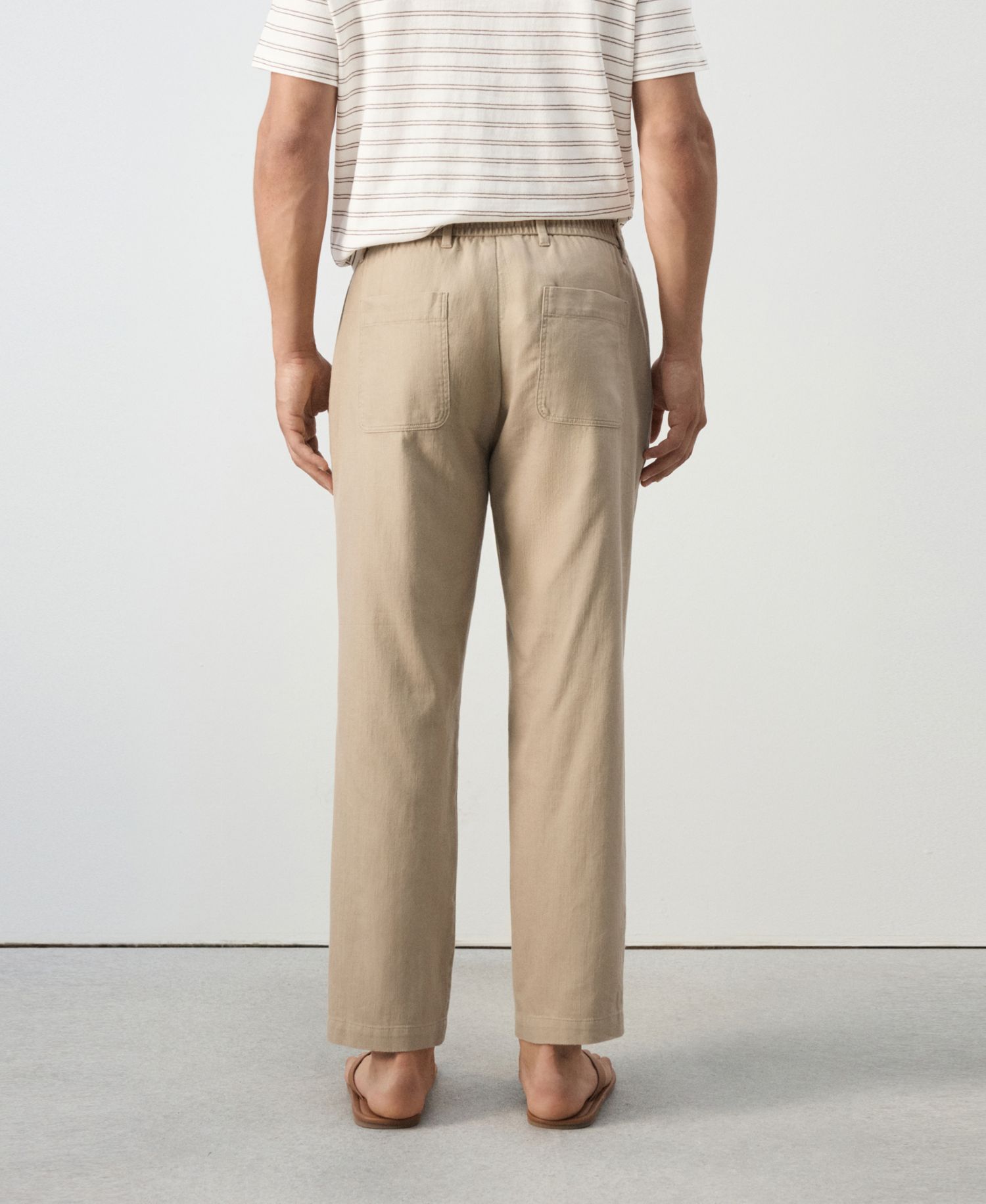 Men's New Now Relaxed-Fit Cotton-Linen Blend Trousers