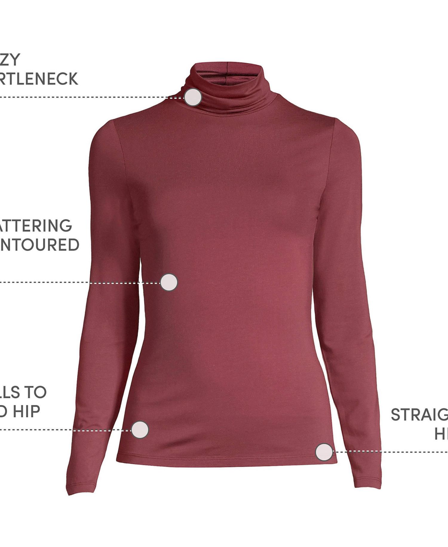 Plus Size Lightweight Jersey Long Sleeve Turtleneck