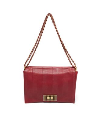 Women's Large Claudia Pequin Embossed Leather Shoulder Bag