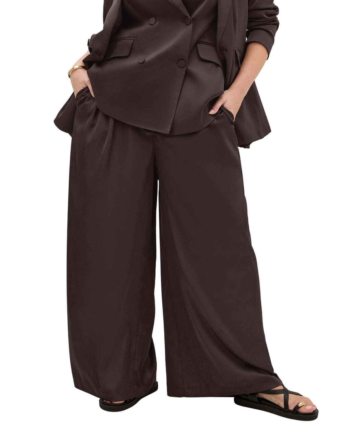 City Chic Women's Rylie Satin Palazzo Pant
