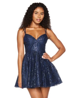 Juniors' Lace Sweetheart Double-Strap Dress