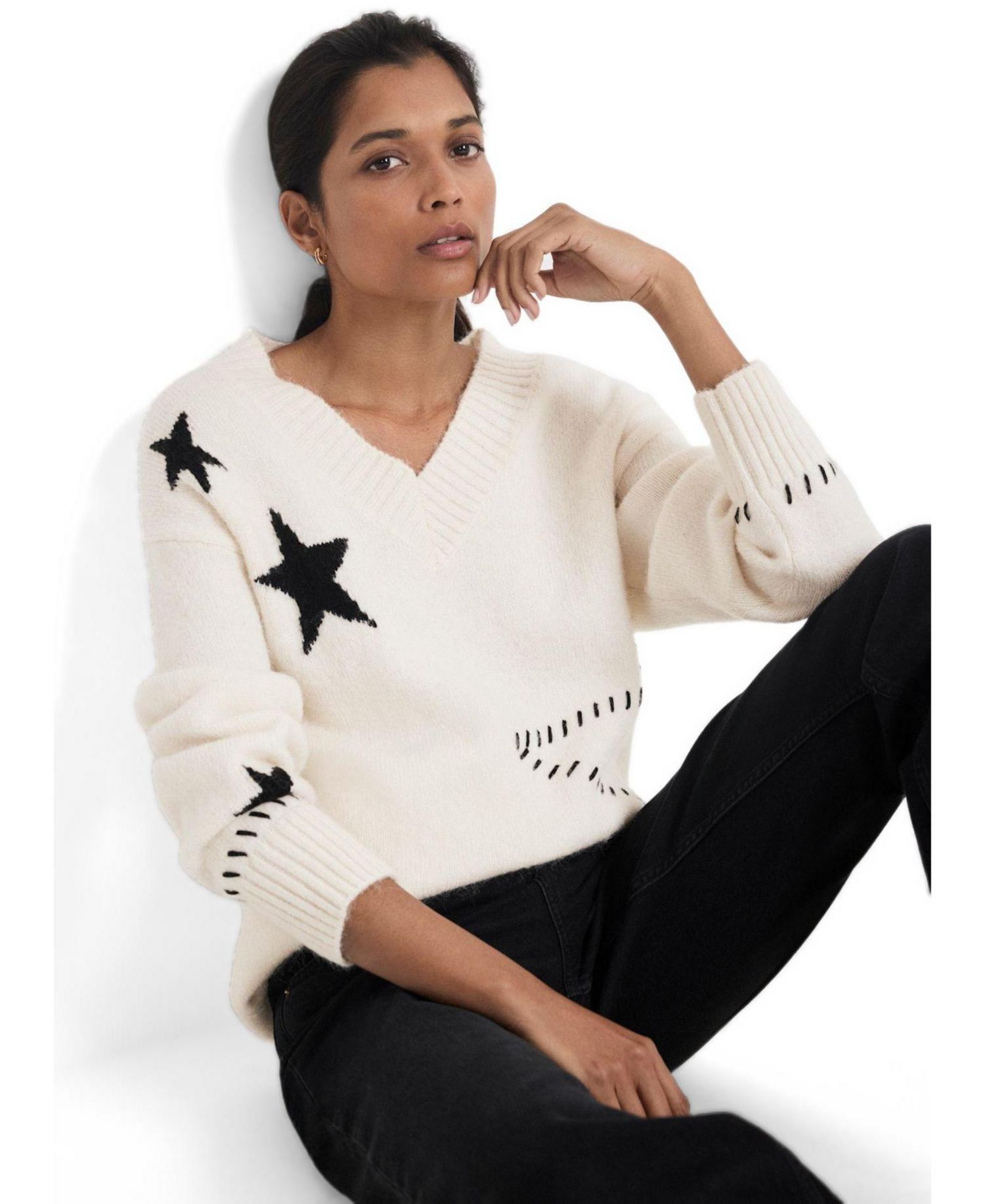 Women's Star Knit Jumper Long Sleeve Regular Cardigan