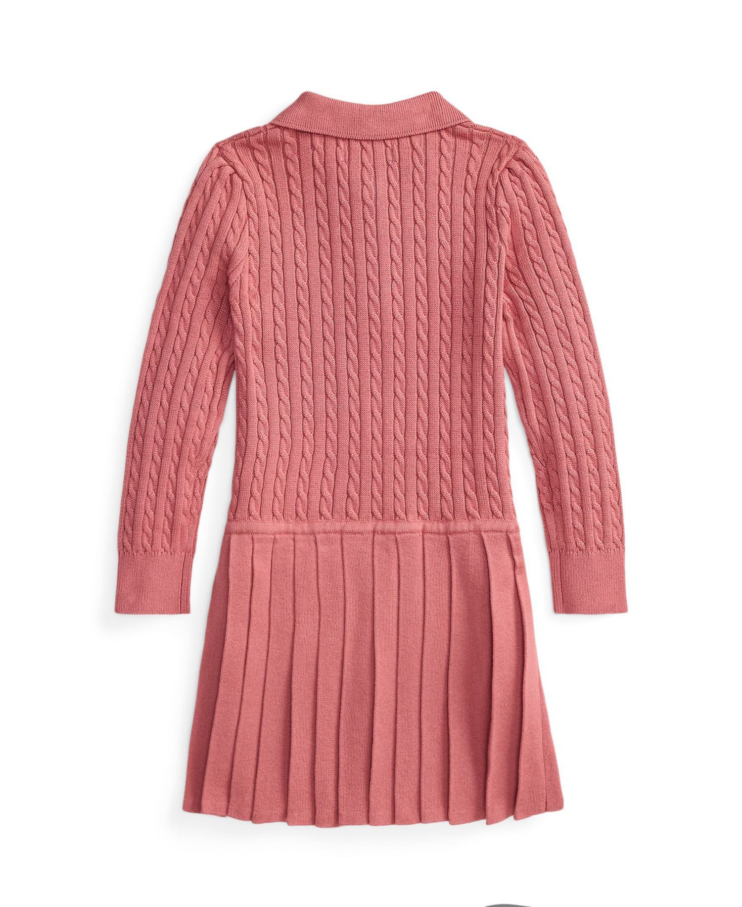 Girls' 2T-6X Drop-Waist Pleated Polo Sweater Dress