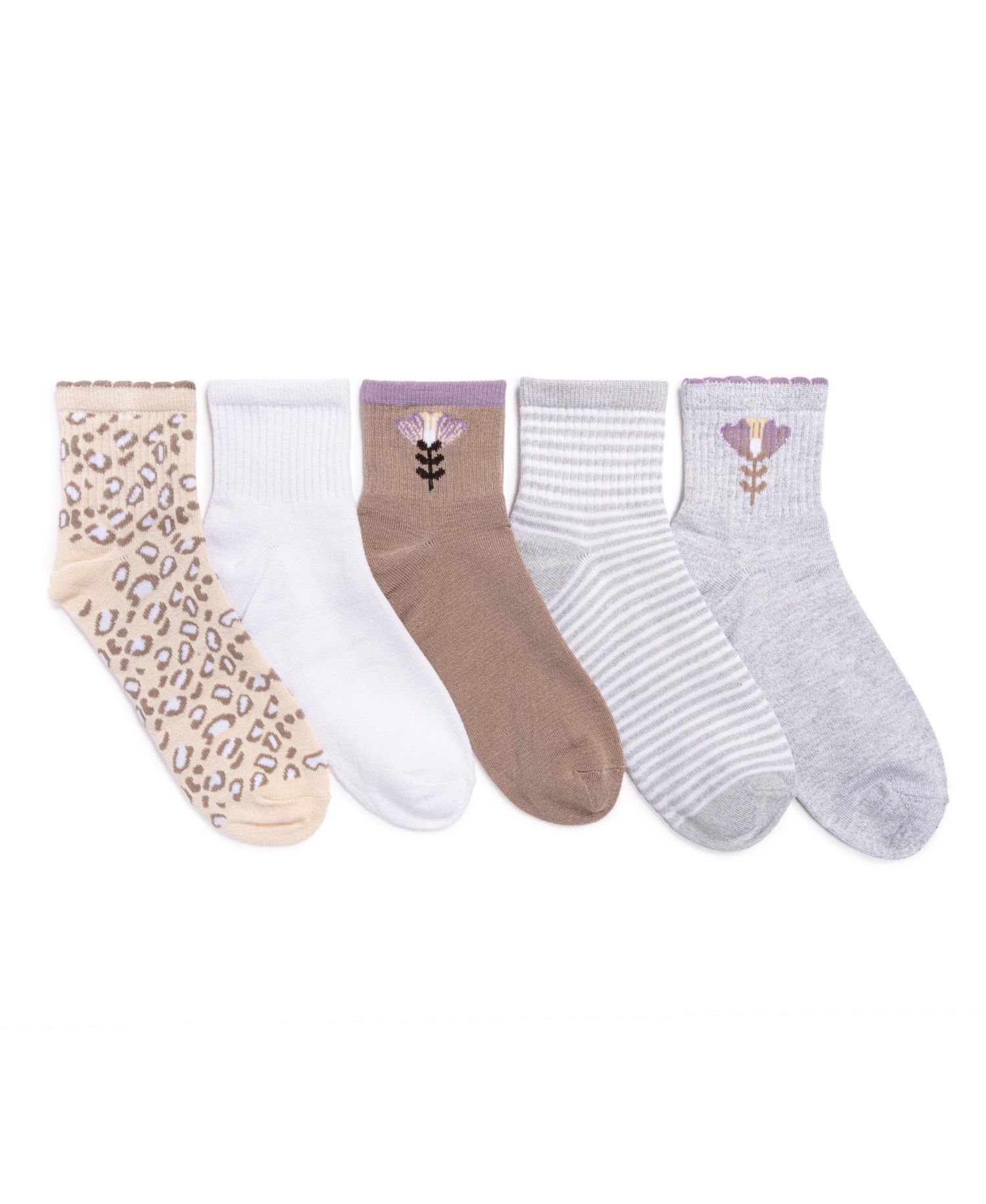 Women's 5 Pair Pack Quarter Crew Novelty Bamboo Socks