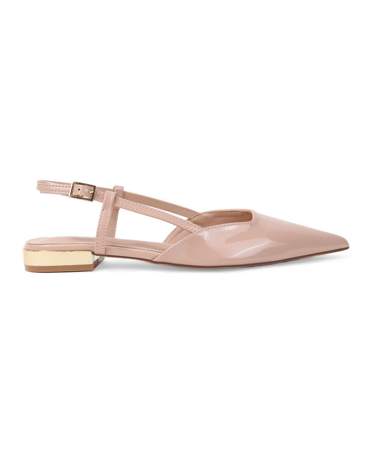 Cass Patent Slingback Flats with Gold-Tone Heel