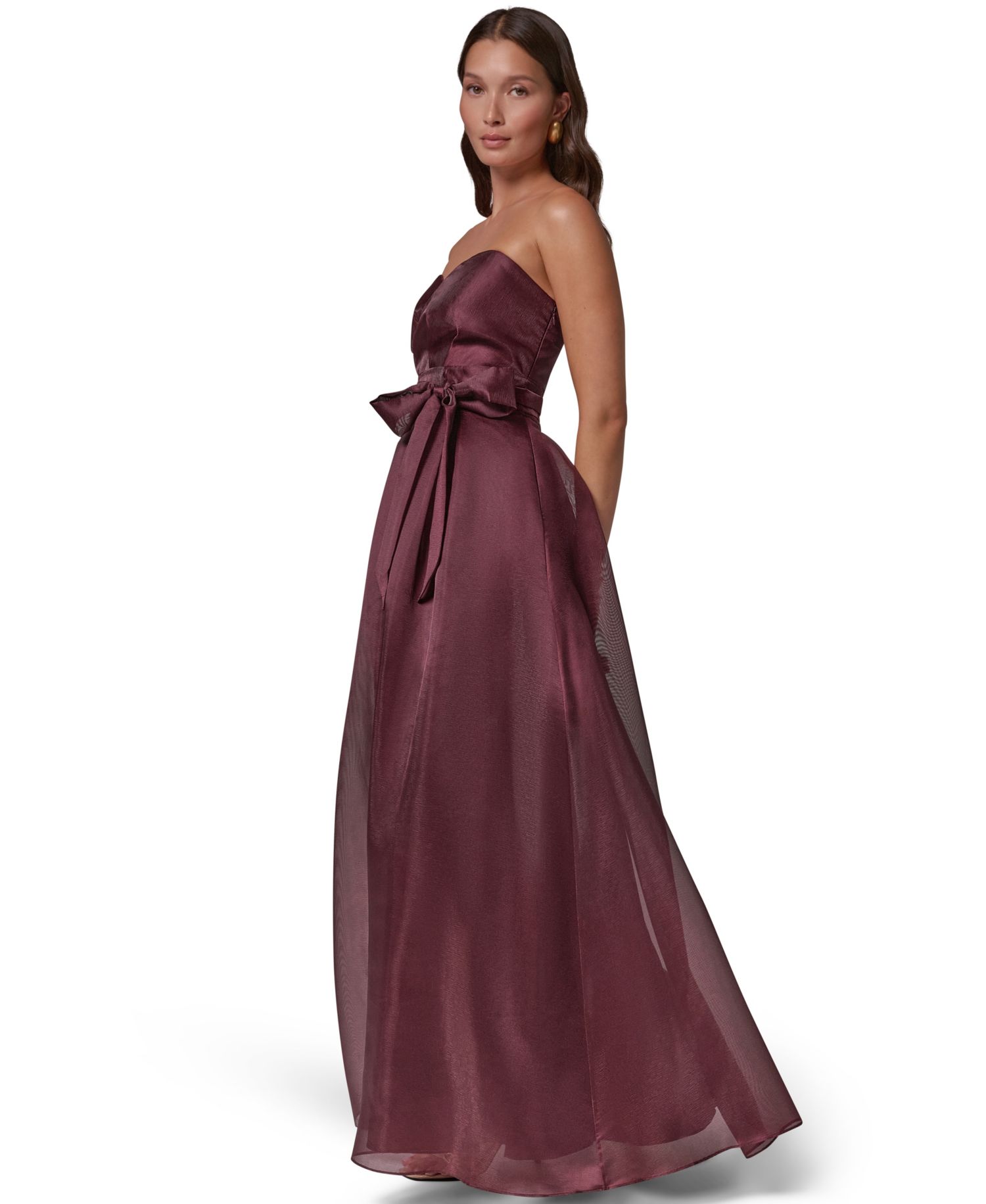 Petite Strapless Sweetheart Pleated Gown