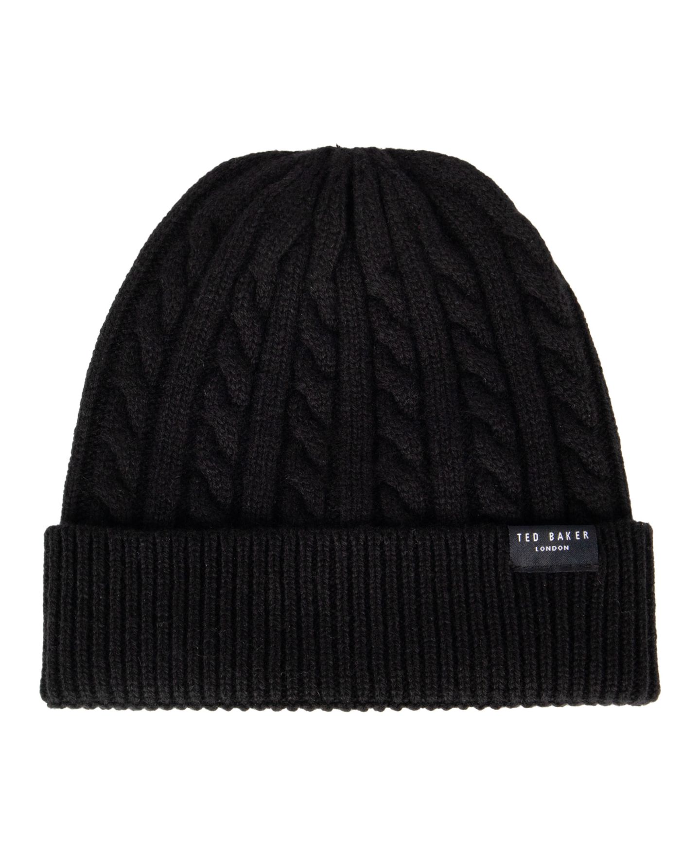 Мужская шапка Ted Baker Cable-Knit Wool/Cashmere-Blend Beanie, цвет: Чёрный — фото 1