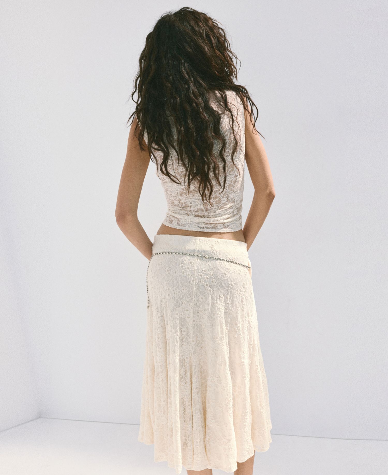 Women's Floral-Embroidery A-Line Pull-On Midi Skirt