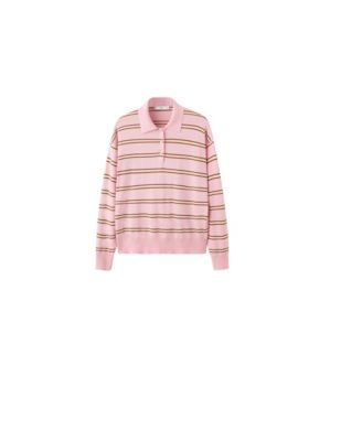 Women's Striped Polo-Neck Sweater