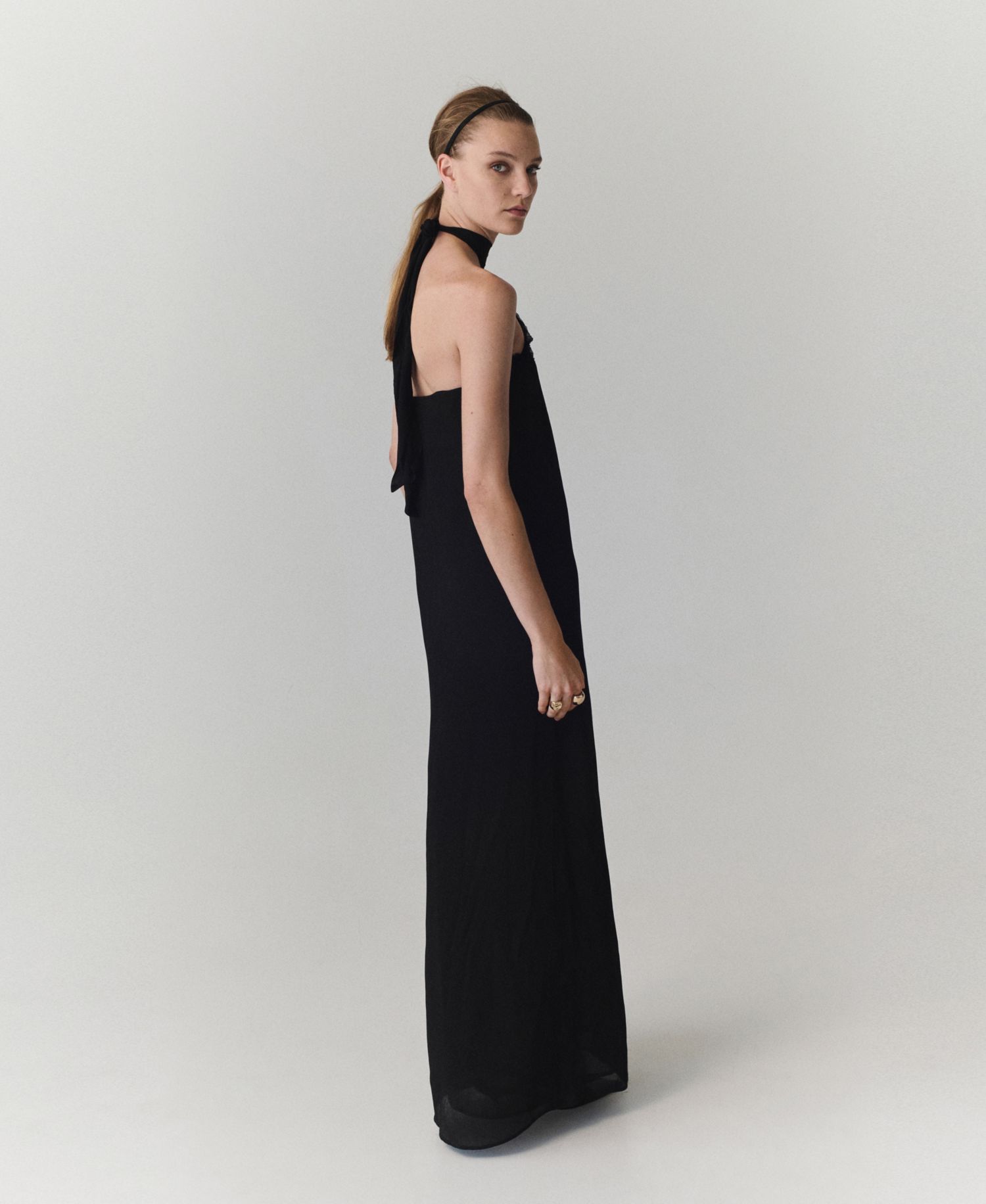 Women's Halter Floral-Detail Side-Slit Dress