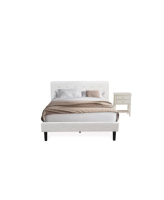 NL19Q-1VL0C 2 Piece Bedroom Set - 1 Bed Velvet Fabric Headboard and 1 Night Stand - Wire Brushed Butter Cream Finish Nightstand