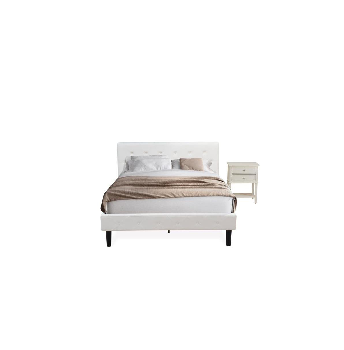 East West Furniture NL19Q-1VL0C 2 Piece Bedroom Set - 1 Bed Velvet Fabric Headboard and 1 Night Stand - Wire Brushed Butter Cream Finish Nightstand