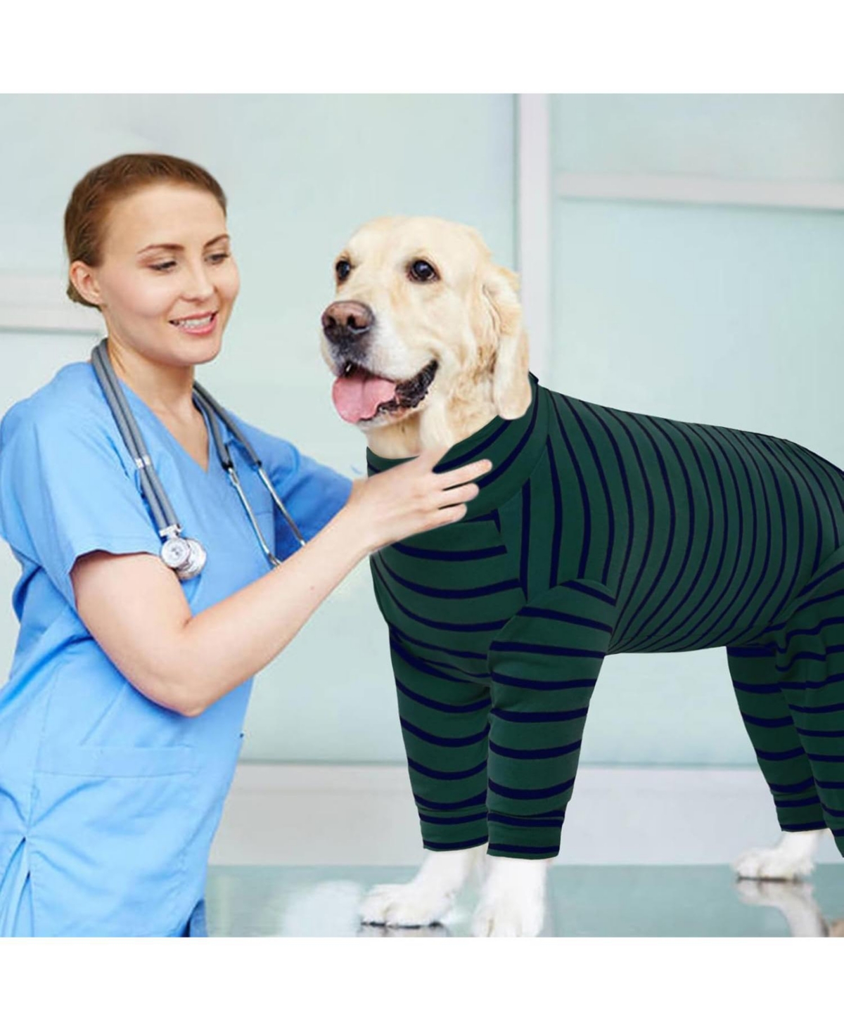 Long Sleeve Post-Surgery Recovery Onesie Suit for Dogs with Abdominal Protection